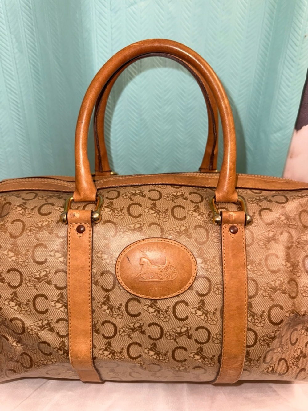 EUC - VINTAGE Celine Macadam Boston Satchel - Picture 4 of 12
